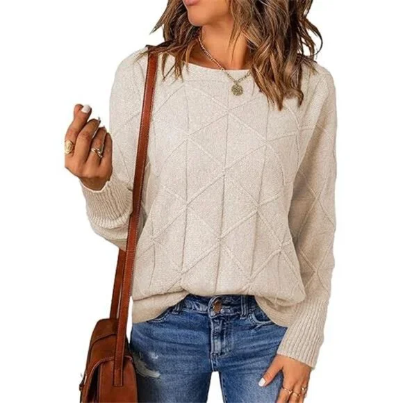 Casual Crewneck Sweaters for Women Fall Winter Lightweight Long